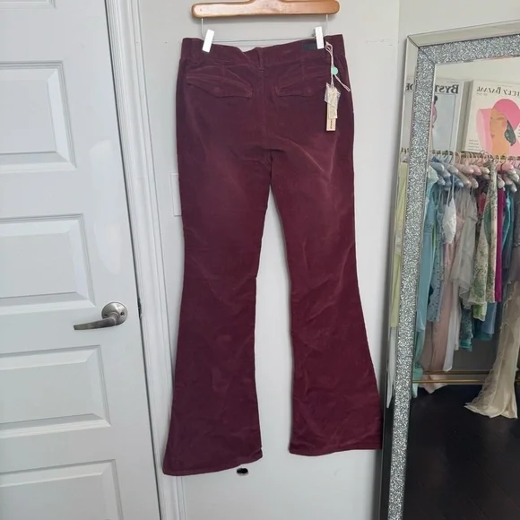 NWT DIESEL Women's Wine Red Corduroy Flare Pants y2k hippy boho 29 - Picture 8 of 10